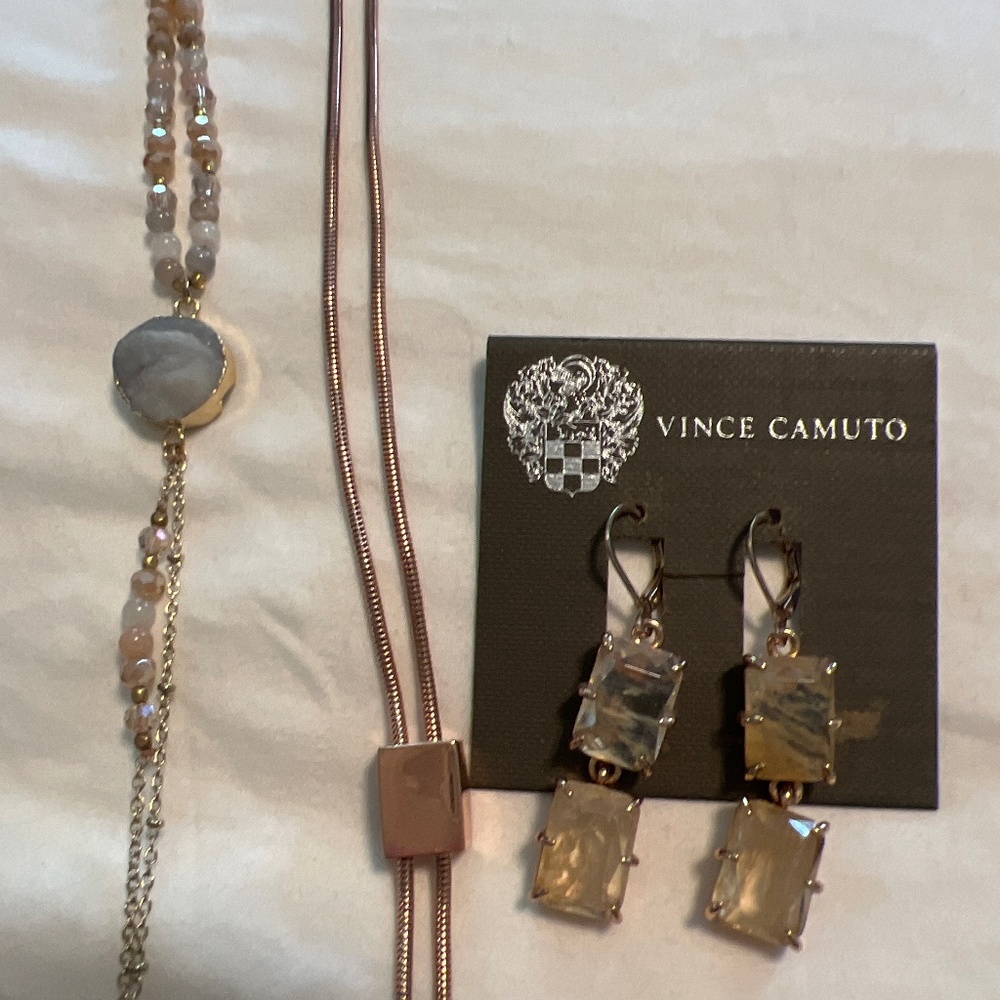 Rose gold earrings and necklace set